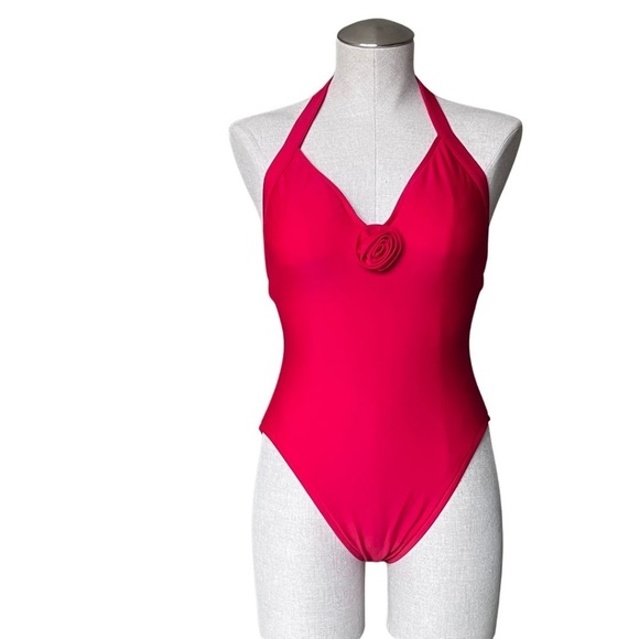 Oscar De La Renta Red Swimsuit Size 10 With Matching Cover-Up Mini Skirt S/M NWT - Picture 6 of 12